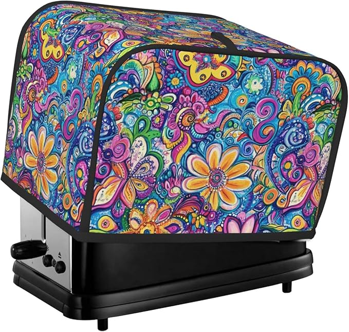 Toaster Cover 2 Slice Watercolor Flower Abstract Colorful Kitchen Small Appliance Covers with Pockets Dust and Fingerprint Protection