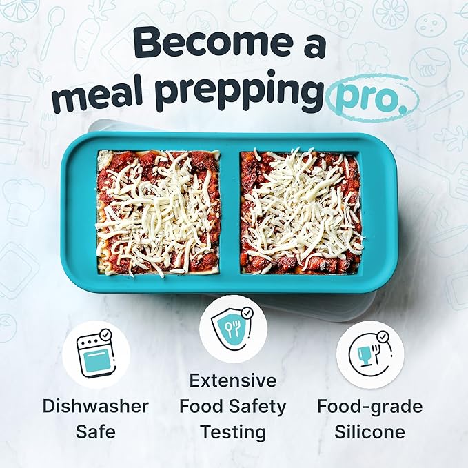 Souper Cubes 2 Cup Silicone Freezer Molds with Lids – Soup Cubes for Freezing Lasagna, Leftovers, Soups, Sauces, Casseroles, Meal Prep Meals and More – Aqua 4-Pack