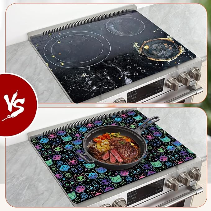 Decorative Electric Stove Top Covers, Heat Resistant Silicone Stove Cover Mat, Stove Top Protectors for Electric Flat Glass Stoves, Adds Extra Counter Space for Small Kitchens and Apartments