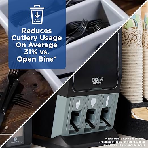 DIXIE ULTRA® SMARTSTOCK® MINI TRI-TOWER CUTLERY DISPENSER BY GP PRO (GEORGIA-PACIFIC), SERIES-T, BLACK, DUSSTDSP3MINI