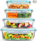 GEHE 4 Pack Large Glass Storage Containers with Airtight Lids, 78/52/36/22oz Glass Meal Prep Food Storage Containers for Baking, Storing, Leakproof, BPA Free, Microwave/Freezer/Dishwasher Safe