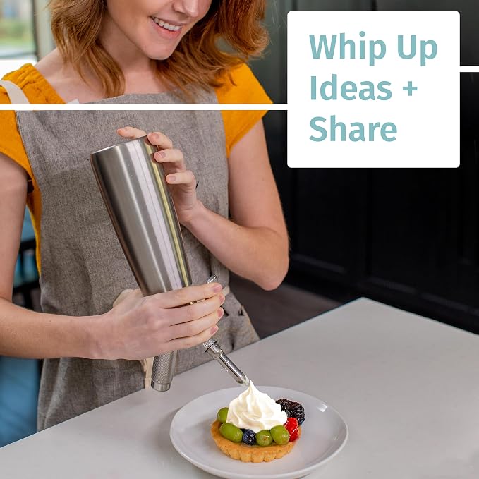 Otis Classic 304 Stainless Steel Whipped Cream Dispenser, 500ml w/ 3 Decorating Nozzles - Commercial Grade Quality Made of Food Grade Stainless Steel - Easy to Use and Clean Ideal for Desserts for Home Chef