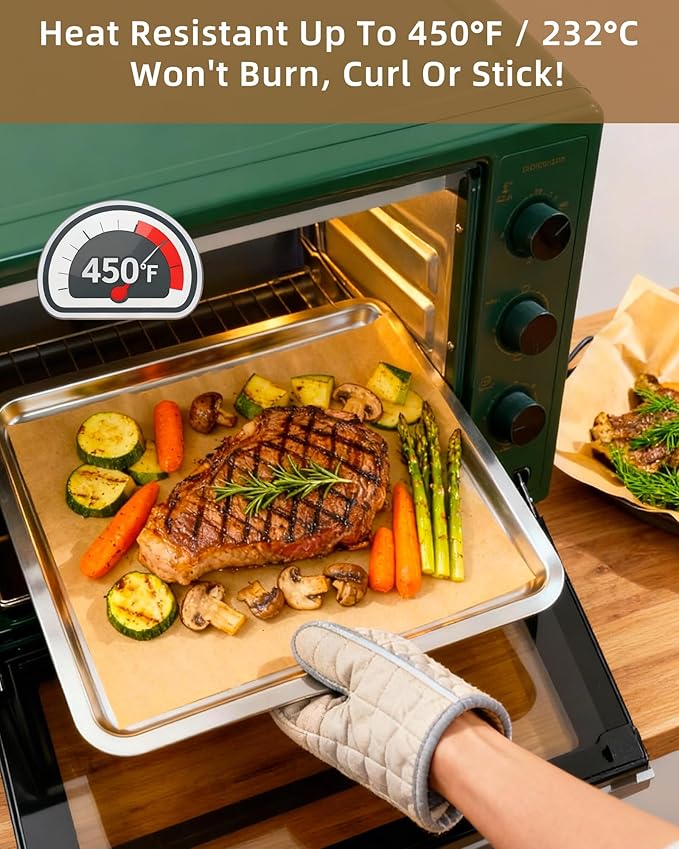 220 Count Parchment Paper Sheets for Baking 12x16 Inch, Precut Non-Stick Unbleached Baking Paper, Half Sheet Pan Liners for Oven, Cooking, Grilling, Air Fryer, Steaming