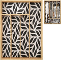 Pristine Bamboo Kitchen Drawer Organizer - Silverware & Utensil Organizer, 5-Slot, Geometric Print
