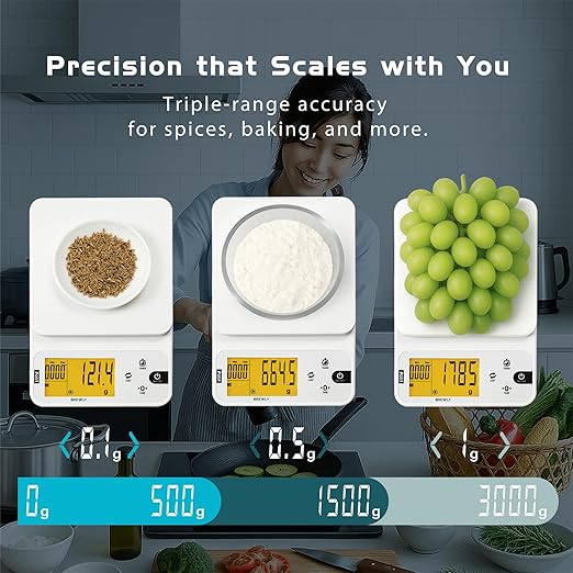 Polit Precision Scale Set (2-Pack) | KT-66 30lb/13kg Kitchen Food Scale + Brewly Black 6.6lb/3kg Espresso Coffee Scale | Digital Baking & Pour-Over Weighing Bundle