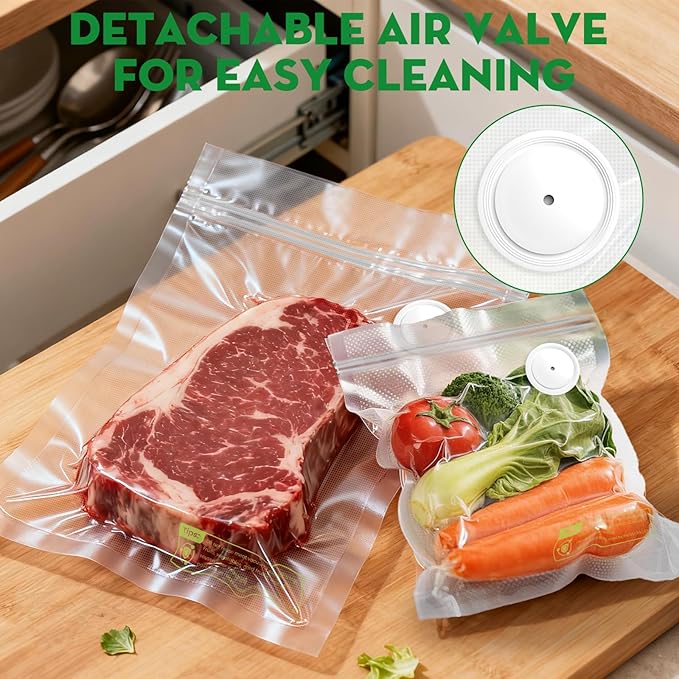 Reusable Vacuum Sealer Bags for Food, 30 Small (8.7 x 11.8 in, 11.8 x 13.8 in) Food Storage Bags, Freezer, Microwave, Odor-Resistant, Leak-Proof, Fit with Compact Vacuum Sealers