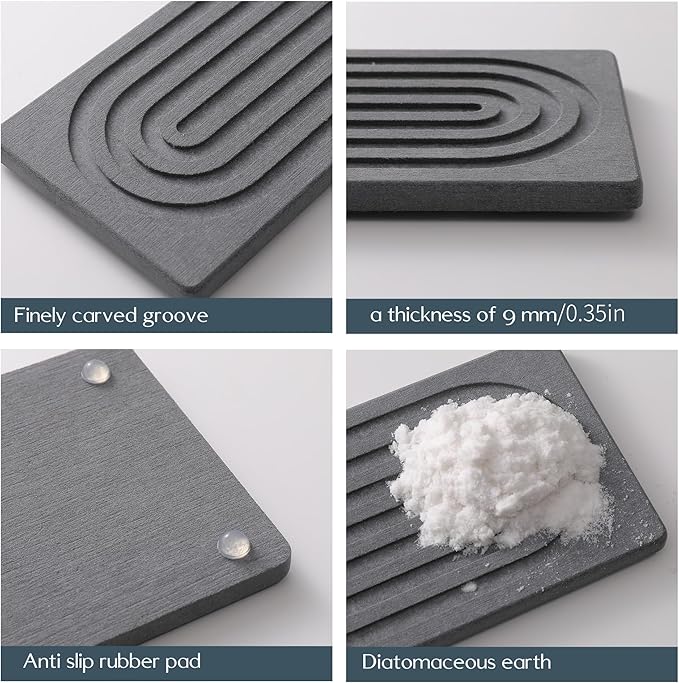 Faucet Mat for Kitchen Sink -Diatomite Stone Drying Mat for Kitchen Counter & Bathroom Sink,Quick-Dry Kitchen Sink Mat-Sink Protector & Splash Guard,Super Absorbent (Gray, 23.6"x4")