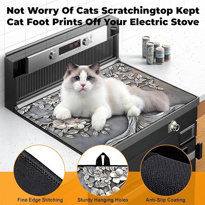 Heat-Resistant Glass Stove Top Cover with Anti-Slip Rubber Coating – Electric Stove Protector, Scratch-Resistant, Expands Counter Space, Stylish Kitchen Decor (Tree)