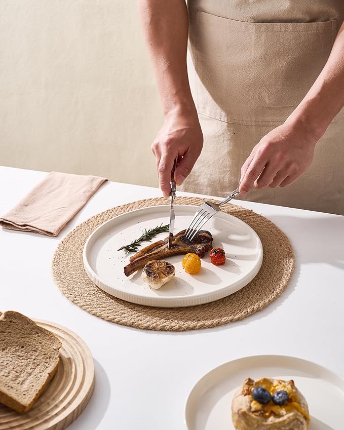 12-Piece Plates and Bowls Set, Porcelain Dinnerware Sets for 4 Service, Modern Dish Set-Chip and Scratch Resistant, Dishwasher & Microwave Safe, Creamy White