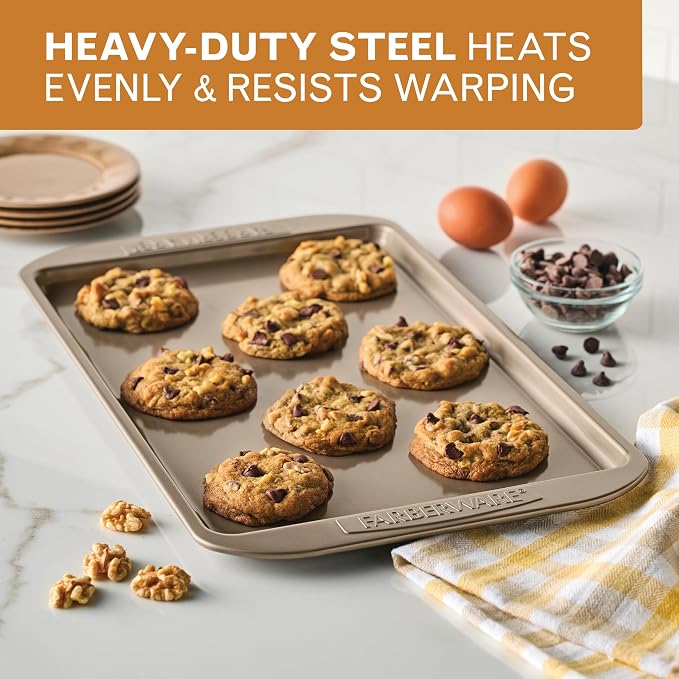 Farberware Bakeware Nonstick Sheet Pan, 10-Inch x 15-Inch, Mocha