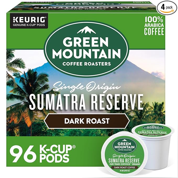 Green Mountain Coffee Roasters Sumatra Reserve, Single-Serve Keurig K-Cup Pods, Dark Roast Coffee Pods, 96 Count