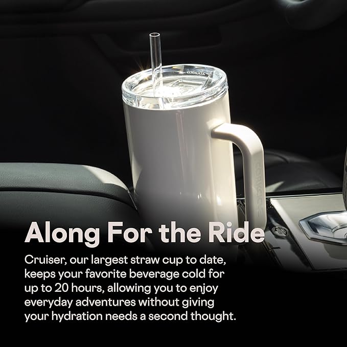 Corkcicle Cruiser Insulated Tumbler with Handle & Straw - Keeps Beverages Cold 20 Hours - Triple Insulated - Summer Drinkware Gift - Keeps Drinks Ice Cold - 40 oz - Princess Cinderella