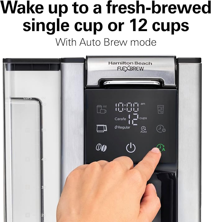Hamilton Beach Flexbrew Advanced 5-in-1 Drip & Single Serve Coffee Maker | Single Serve Hot & Iced Coffee Maker | 12 Cup Programmable Drip Coffee Maker | Removable 60 oz. Reservoir | Black