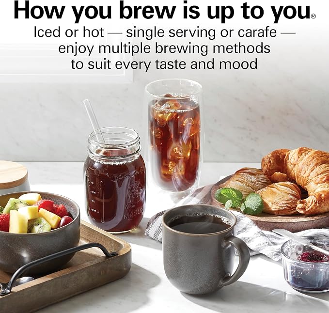 Hamilton Beach Flexbrew Advanced 5-in-1 Drip & Single Serve Coffee Maker | Single Serve Hot & Iced Coffee Maker | 12 Cup Programmable Drip Coffee Maker | Removable 60 oz. Reservoir | Black