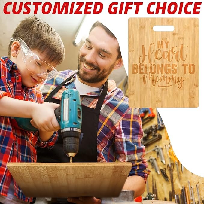 Vesici 18 Pack Bamboo/wood Cutting Board with Handles Bulk Plain Blanks Laser Engraving Chopping Board for Customized Engraving Gifts Crafts for Valentines Mother Women Gifts(Bamboo,14''x11'')
