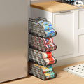Sonyabecca 4-Pack Stackable Canned Food Organizer with Handles, Soda Can Organizer for Kitchen Pantry Shelves, Foldable Wire Cabinet Shelf for Can Storage, Patent Pending, Black