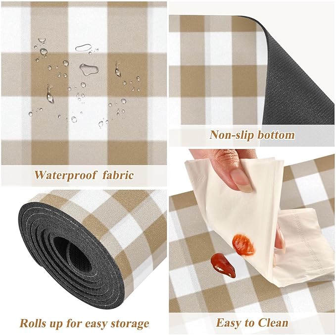 Brown Gingham Checkered Trivet Table Runner Heat Resistant 230F for Hot Dishes Pots Plates Kitchen Dining Table Protector Decorative 39.37x 11.8