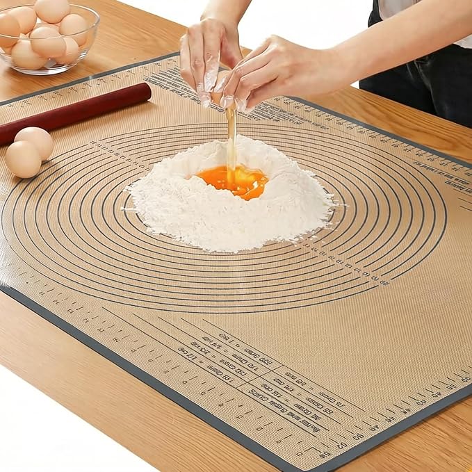 Silicone Pastry Mat 34x26 Inch Nonstick Baking Mat -Perfect for Dough, Pastry, Bread, Dough Rolling, Kneading Board, Pie Crust, Fondant, Pasta/Pizza, Kitchen Counter Mat