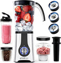 Blender and Food Processor Combo, Small Smoothie Blender with Grinder & Meat Chopper, 4-in-1 Kitchen System with 4 BPA-Free Cups (10-42oz), Perfect for Shakes, Baby Food, Dishwasher Safe, Ideal Gift