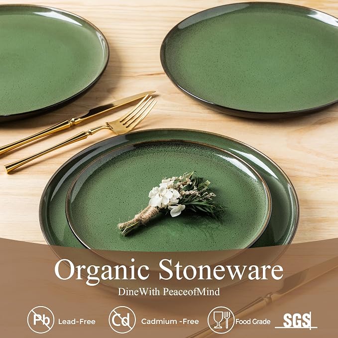 LERATIO Ceramic Dinnerware Sets for 4,Porcelain Plates and Bowls Sets,Handmade Reactive Glaze Dishes Set,Oven&Dishwasher & Microwave Safe,Service for 4