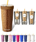 Frost Buddy Togo Buddy 30 oz Stainless Steel Vacuum Insulated Tumbler To Go Coffee Cup – Iced Coffee Cups, Iced Coffee Sleeve, Travel Mug, Thermal Cup for Hot & Cold Drinks, Dunkin Cup (Fawn)