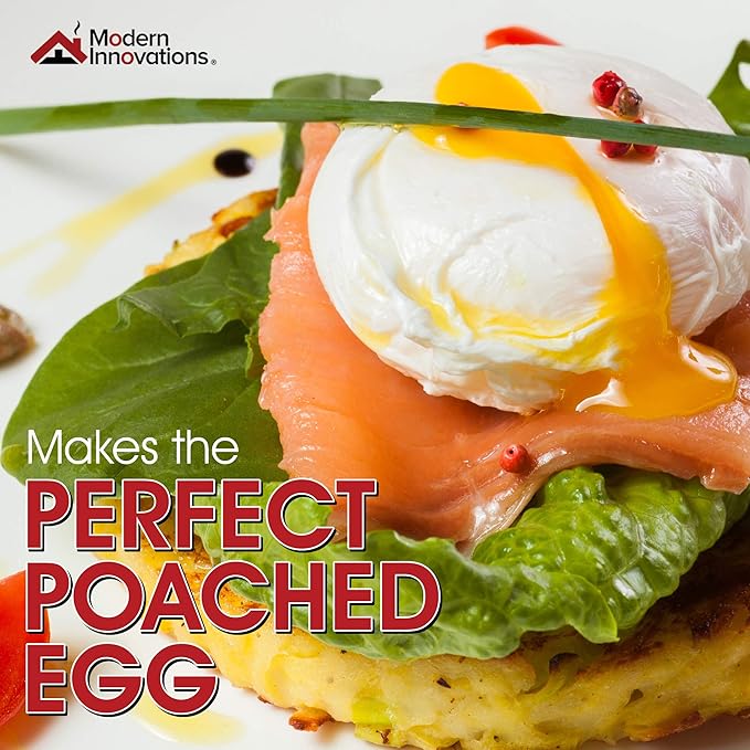Modern Innovations Egg Poacher Pan - Nonstick Stainless Steel Maker With Handle, 6 Cups, and Silicone Spatula