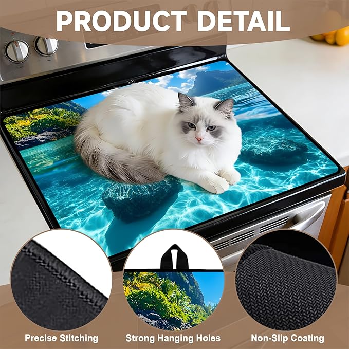 Stove Top Covers for Electric Stove: Heat Resistant Protector Glass Stove Top Expands Counter Space, Stylish Kitchen Decor (G253396)
