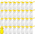 Thenshop 64 Pcs 6 oz Honey Bear Bottle and 64 Pcs Straws Plastic Honey Bear Straw Cup Honeybear Squeeze Jars Cute Empty Bottle for Syrup Sauce Juice Storing and Dispensing
