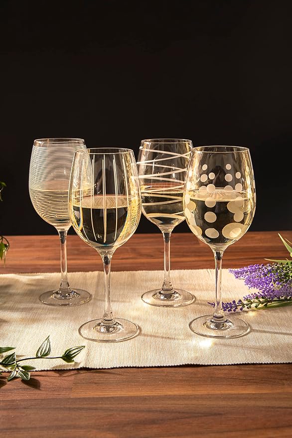 Mikasa Set of 4 Cheers Crystal White Wine Glasses, Silver