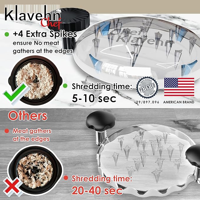 American brand 3-Layer Chicken Shredder w/Detachable Plate + Special Brush, Double Anti-Slip, BPA Free, Heat Resistant, Dishwasher Safe | Chicken Breast Shredding Tool Twist, Beef, Pork, Meat Grinder