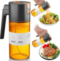 LAKUMIQI 2 in 1 Oil Sprayer for Cooking, 17oz Light-Blocking Glass Spray Bottle with Stickers, Oil Dispenser for Salad, Air Fryer & BBQ