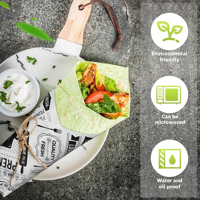 Wax Paper Sheets Deli Newsprint Food Basket Liners 8.3 x 9.8 in Sandwich Wrapping Paper Grease Resistant Waterproof Wrapping Tissue Hamburger Picnic Tissue for Baking Kitchen