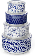 vancasso Ceramic Nesting Bowls with Lids Set of 4, Serving Bowls for Food Storage, Prep Bowl, Ceramic Bowl for Kitchen, Microwave & Dishwasher Safe, 60+36+20+10 Oz, Series SELENE