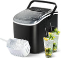 YSSOA Portable Ice Maker for Countertop, 9 Ice Cubes Ready in 6 Mins, 26lbs Ice/24Hrs, with Self-Cleaning Feature, Ice Spoon and Basket, for Home Kitchen Office Camper RV, Black