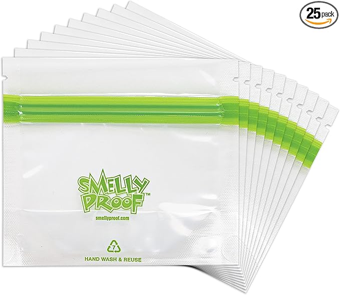 Smelly Proof 25 x Expandable Stand-Up & Fill REUSABLE Food Storage Bags, US Made, NO PEVA & BPA FREE, Reusable Freezer Bags, Dishwasher-Safe, Clear 3 mils STAND & FILL 4" x 3" - 25pk