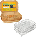 100PCS Dual Air Fryer Paper Liners & 3pcs Stackable Air Fryer Rack for Ninja Double Airfryer, Rectangle Air Fryer Parchment Paper for Ninja DZ201/DZ401/DZ550/SL401 & More, Ninja Airfryer Accessories