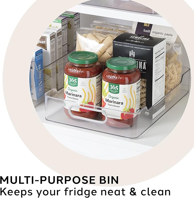 Oggi Cabinet/Drawer Storage Bin - 14" x 10", Clear/Gray, Ideal for Kitchen Organization, Pantry Storage, Fridge Organizing - Set of 6