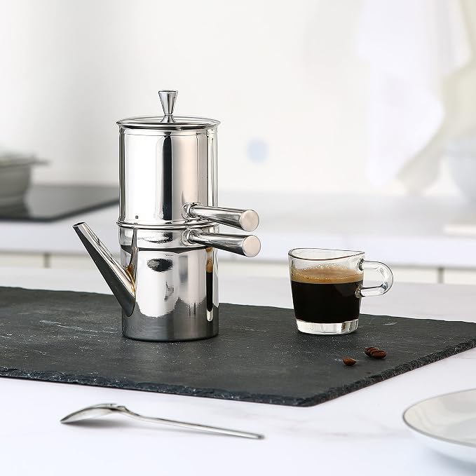 Ilsa Stainless Steel Neapolitan Drip Coffee Maker with Spout, 3 ESPRESSO Cups 10 oz.