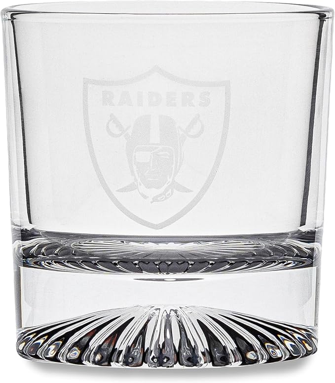 The Memory Company Officially Licensed NFL Wood Boxed Drinkware Set, with 2 Rocks Glasses and Cooling Cubes, Las Vegas Raiders