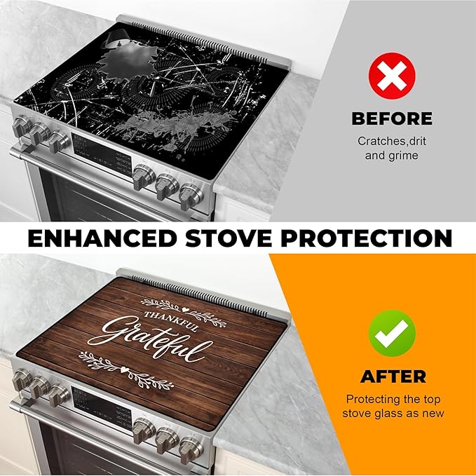 Stove Top Cover- Mat for Electric Stove Protector with Anti-Slip Rubber Coating Dish Drying Mats Scratch-Resistant (Board, 28.5" x 20.5")