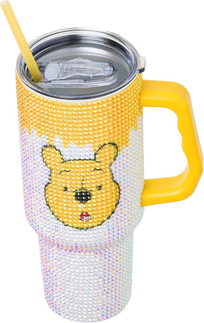 Silver Buffalo Disney Winnie the Pooh Stainless Steel Rhinestone Tumbler, 40 Ounces