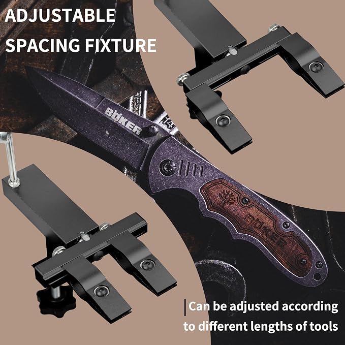 CWOVRS S09 Precision Knife Sharpening System–Quick C-Clamp Fixed-Angle Knife Sharpener W/ 2-Adjustable Angle System (15°–27°), 360° Flip Dual Clamp, Chef Kitchen Knife Sharpener, 9 Premium Stones Kit