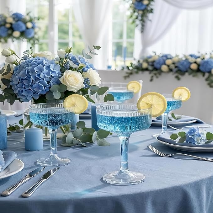 Houmury 56 Pcs 7oz Plastic Wine Glasses Unbreakable Wedding Plastic Champagne Flutes Goblet Glasses Reusable Clear Acrylic Martini Drinkware For Birthday Party (56, Clear)