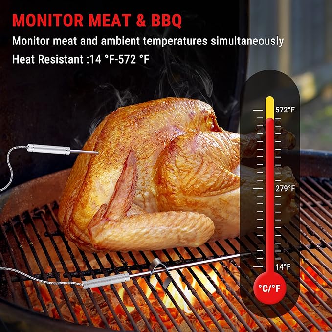 TempPro 500FT Long Range Wireless Meat Thermometer for Grilling and Smoking with 2 Probes, Smoker BBQ Grill Kitchen Food Cooking Digital Thermometer for Meat Turkey (Previously ThermoPro)
