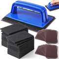 Reallnaive 62 Pcs Griddle Cleaning Kit Screen Holder Grill Screens Cleaning Pads Heavy Duty Abrasive Mesh Pads for Flat Tops, Cast Iron, Stainless Steel Griddle Cleaner Accessories Bundle (Blue)
