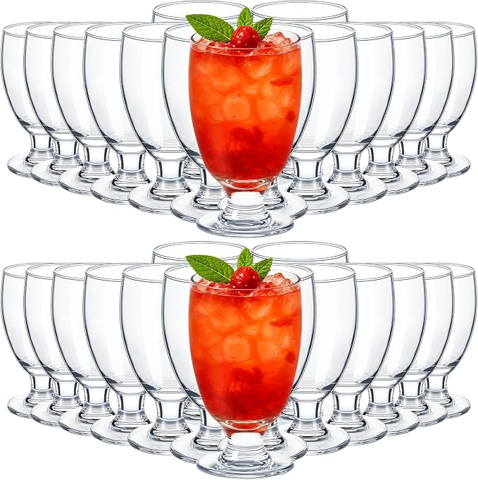 Patelai Set of 30 Water Goblet, 10.5 oz Clear Drinking Glasses Bulk Dishwasher Safe, Stemmed Water Glass for Juice Wine Beer Tea Sangria Cold Beverages, Reusable Glassware for Home Party Restaurant
