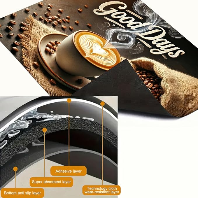 HOMETITUTE Stove Top Cover for Electric 28x20 Inch Diatomite Good Days Stovetop Covers Coffee Bar Decor Kitchen Countertop Pad Mat Coffee Station Mat Heat Resistant Cooktop Protector Decor