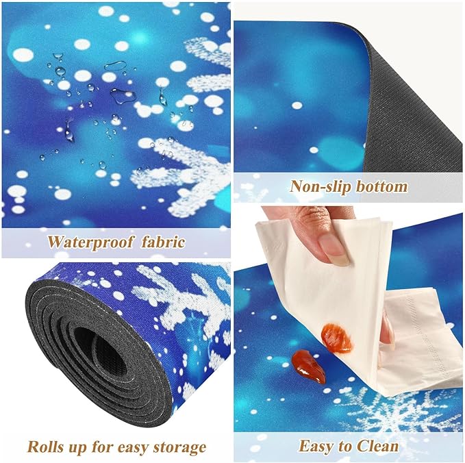 ALAZA Christmas Blue Glitter Snowflakes Trivet Table Runner 40 Inches Long Trivet for Hot Pots and Pans/Hot Dishes,Table Protector Heat Up to 230F, Decorative Hot Plates Mat for Kitchen Countertop