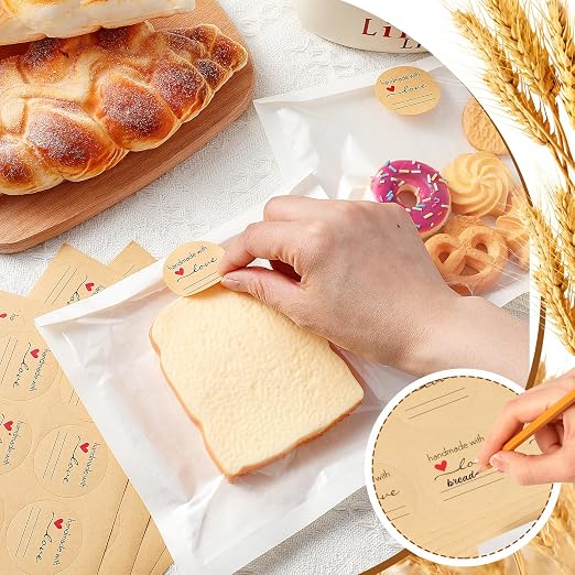 Outus 400 Pcs Cookie Packaging Bags with Seal, 7.1 x 7.5 Inch Bakery Pastry Bags with Window, Heat Sealable Grease Resistant Paper to Go Bake Sleeves for Gift Giving Donut Bread Sandwich (White)