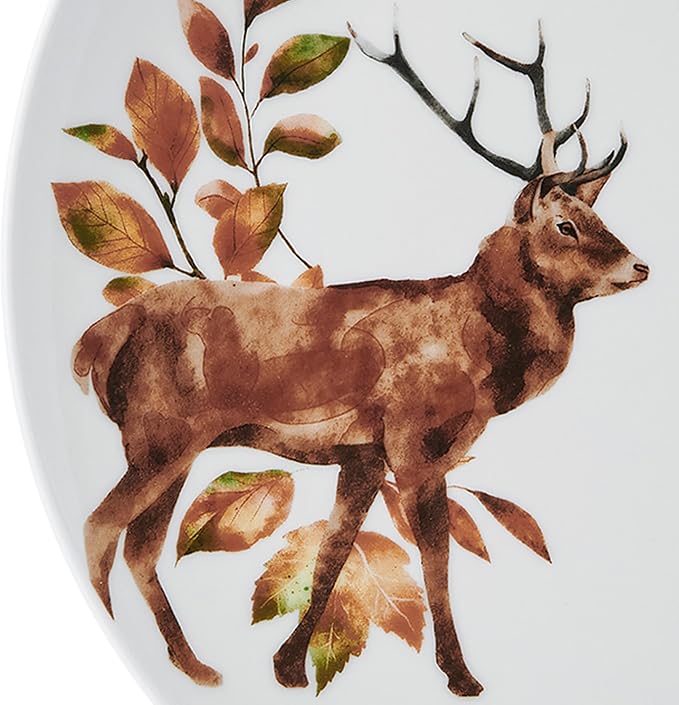 Studio Nova Woodland Wonders Lodge 12 Piece Dinnerware Plate Bowl Set, Service for 4